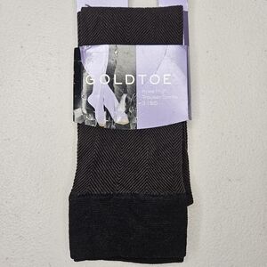 Vintage Gold Toe Trouser Socks Womens Knee High Brown Herringbone Size 9-11